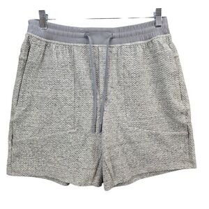 Lululemon Mens Large Textured At Ease Athletic Shorts Gray Cotton Blend